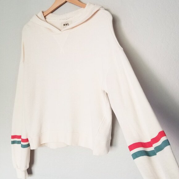 Madewell MWL Airyterry Hoodie Sweatshirt: Stripe-Sleeve Edition Small Cotton $80 - Picture 8 of 16